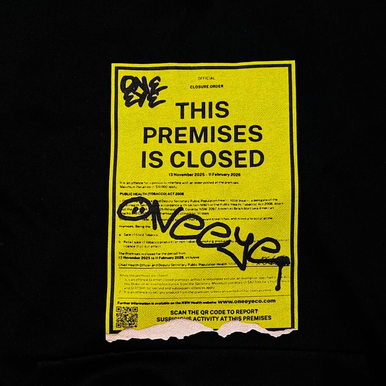 "PREMISES CLOSED" Black Hoodie