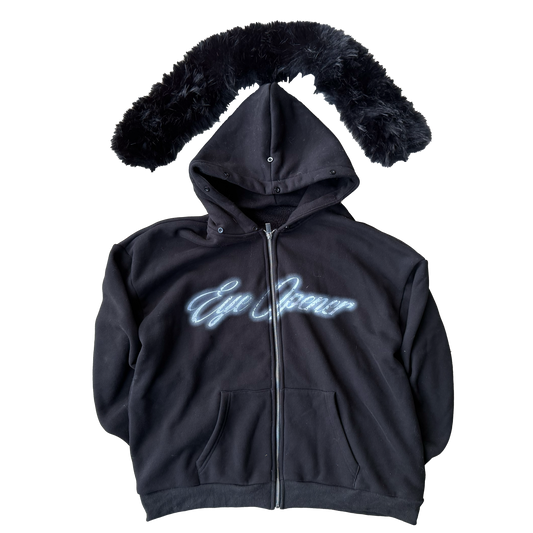 "EYE OPENER" Fur zipup hoodie
