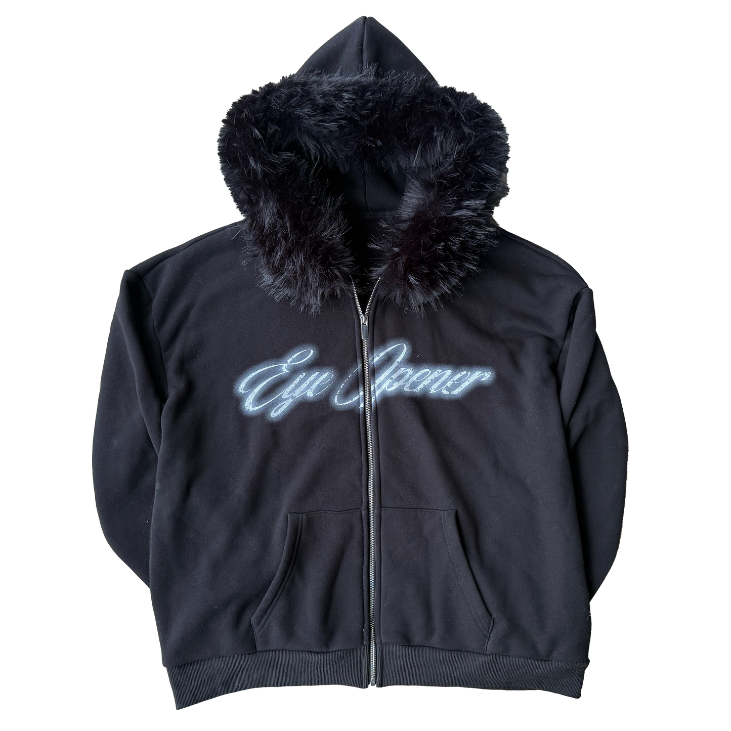 "EYE OPENER" Fur zipup hoodie